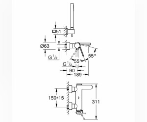 Смеситель Grohe Plus 33547003 для ванны и душа, с душевым набором Смеситель Grohe Plus 33547003 для ванны и душа, с душевым набором