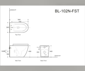 Приставной унитаз Aquanet Cetus-F BL-102N-FST (203344) Rimless, с крышкой-сиденьем Soft Close - Slimseat BL-005, безободковый