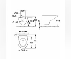 Подвесной унитаз Grohe Bau Ceramic 39427000, безободковый Подвесной унитаз Grohe Bau Ceramic 39427000, безободковый