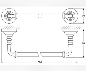 Полотенцедержатель 3SC Stilmar STI 413 60 см, перекладина, античное серебро