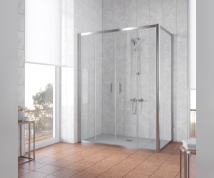 Душевой уголок Vegas Glass Z2P+ZPV, 190 x 90 x 190 см, профиль глянцевый хром, стекло прозрачное