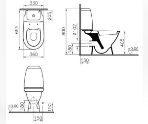 Напольный унитаз Vitra Grand 9763B003-0567 крышка стандарт
