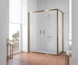 Душевой уголок Vegas Glass Z2P+ZPV, 200 x 100 x 190 см, профиль бронза, стекло сатин