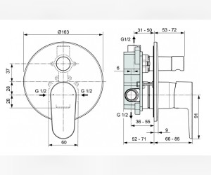 Смеситель Ideal Standard Cerafine Model O встраиваемый для ванны и душа, хром, A7193AA