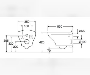 Подвесной унитаз Gustavsberg Estetic 8330 безободковый, С+ GB1183300R1030, крышка микролифт