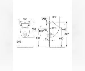 Писсуар Grohe Bau Ceramic 39438000, скрытый монтаж, альпин-белый