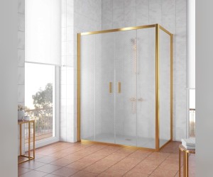 Душевой уголок Vegas Glass Z2P+ZPV, 170 x 70 x 190 см, профиль золото, стекло ретро