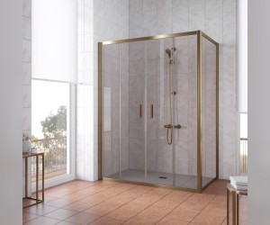Душевой уголок Vegas Glass Z2P+ZPV, 180 x 100 x 190 см, профиль бронза, стекло бронза
