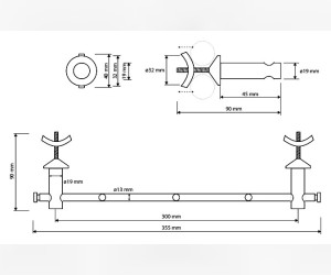 Держатель для одежды Bemeta Rawell 134504225 35.5 x 9 x 4 см с 3 крючками, регулируемый, белый