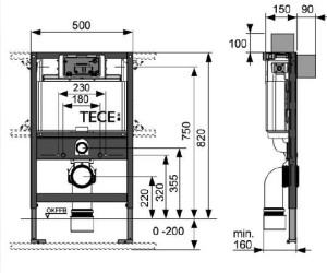 Инсталляция TECE 9300001 TECEprofil, для унитаза, низкая 82 см Инсталляция TECE 9300001 TECEprofil, для унитаза, низкая 82 см