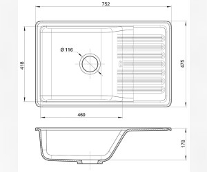 Кухонная мойка GranFest Quarz Z 72, 75.2 x 47.5 см, песочный
