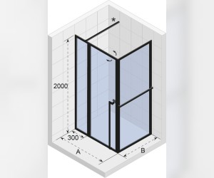 Душевой уголок Riho Lucid GD203 GD211B090 110 x 90 x 200 см, стекло прозрачное, профиль черный матовый Душевой уголок Riho Lucid GD203 GD211B090 110 x 90 x 200 см, стекло прозрачное, профиль черный матовый
