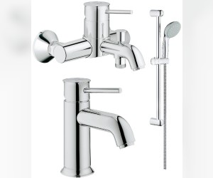 Душевой комплект Grohe BauClassic 124404 (гарнитур для ванны хром 3в1) Душевой комплект Grohe BauClassic 124404 (гарнитур для ванны хром 3в1)