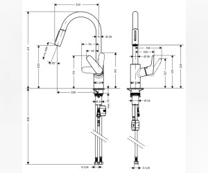 Смеситель для кухни Hansgrohe Focus 31815000 выдвижной излив, хром