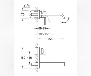 Смеситель Grohe Allure 19386000 для раковины, внешняя часть Смеситель Grohe Allure 19386000 для раковины, внешняя часть