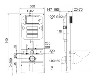 Инсталляция Ceramica Nova Envision с унитазом Ceramica Nova Forma Rimless CN3009, крышка микролифт, клавиша Flat черный матовый, CN3009_1002B_1000 Инсталляция Ceramica Nova Envision с унитазом Ceramica Nova Forma Rimless CN3009, крышка микролифт, клавиша Flat черный матовый, CN3009_1002B_1000