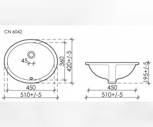 Раковина Ceramica Nova Element, 51 х 42 х 19.5 см, цвет белый, CN6042 Раковина Ceramica Nova Element, 51 х 42 х 19.5 см, цвет белый, CN6042