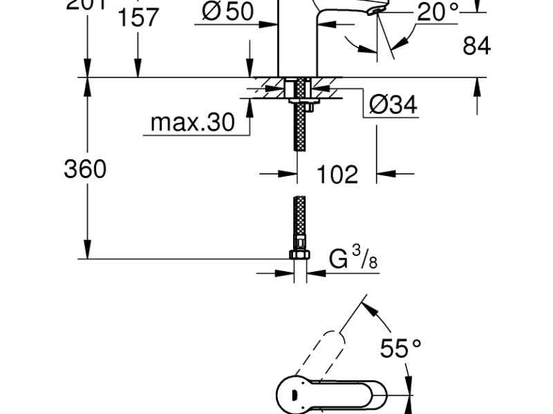 Смеситель для раковины Grohe Eurostyle Cosmopolitan 3246820E