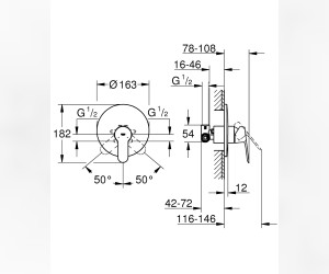 Смеситель Grohe BauEdge 29078000 для душа с внутренней частью 33964000 Смеситель Grohe BauEdge 29078000 для душа с внутренней частью 33964000