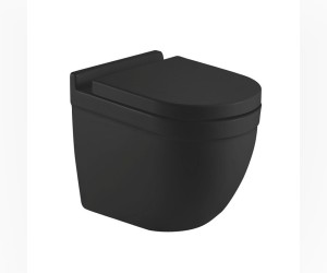 Подвесной унитаз CeramaLux 2198MB 36 x 52 x 41 см безободковый, сиденье DP, Soft Close, цвет черный матовый, крышка микролифт Подвесной унитаз CeramaLux 2198MB 36 x 52 x 41 см безободковый, сиденье DP, Soft Close, цвет черный матовый, крышка микролифт
