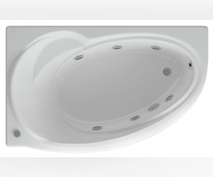 Ванна гидромассажная акриловая Aquatek Бетта 170 x 97 см, с гидромассажем standard (пневмоуправление), с фронтальным экраном+спинной массаж 6 форсунок белая, левая/правая