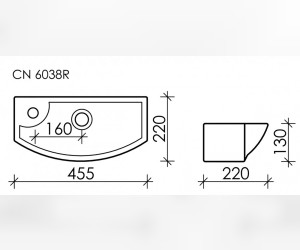 Раковина Ceramica Nova Element, 45.5 х 22 х 13 см, цвет белый, CN6038R Раковина Ceramica Nova Element, 45.5 х 22 х 13 см, цвет белый, CN6038R