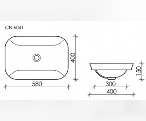Раковина Ceramica Nova Element, 58 х 40 х 15 см, цвет белый, CN6041 Раковина Ceramica Nova Element, 58 х 40 х 15 см, цвет белый, CN6041