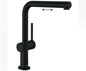 Кухонный смеситель Hansgrohe Talis M54 72809670, с вытяжным изливом, в комплекте с коробом sBox для шланга, чёрный матовый
