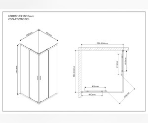 Душевой уголок Vincea Scala 90 x 90 см, стекло прозрачное, профиль хром, VSS-2SC900CL Душевой уголок Vincea Scala 90 x 90 см, стекло прозрачное, профиль хром, VSS-2SC900CL