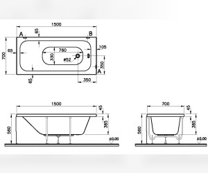 Ванна акриловая VitrA Optimum Neo, 150 х 70 см, 64560001000