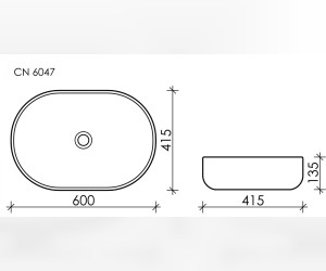 Раковина Ceramica Nova Element, 60 х 41.5 х 13.5 см, цвет антрацит матовый, CN6047MH Раковина Ceramica Nova Element, 60 х 41.5 х 13.5 см, цвет антрацит матовый, CN6047MH