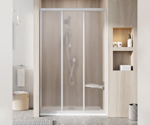 Душевая дверь в нишу Ravak ASDP3-90, профиль сатин, витраж грейп, 00V70U02ZG