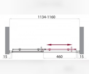 Душевая дверь BelBagno Uno 115 см в нишу, раздвижная, стекло матовое, хром, UNO-BF-1-115-M-Cr