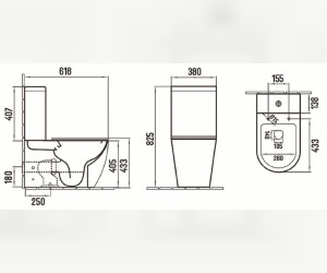 Унитаз компакт Ceramalux NС, безободковый, крышка микролифт, светло-серый матовый, 2166XMH Унитаз компакт Ceramalux NС, безободковый, крышка микролифт, светло-серый матовый, 2166XMH