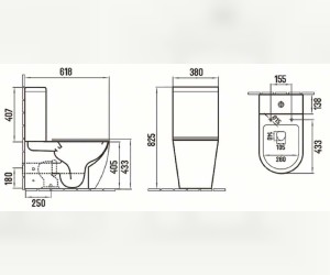 Унитаз компакт Ceramalux NС, безободковый, крышка микролифт, капучино, 2166XMC Унитаз компакт Ceramalux NС, безободковый, крышка микролифт, капучино, 2166XMC