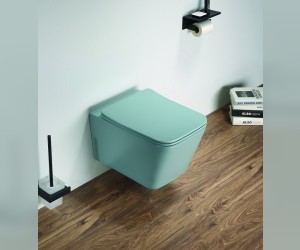 Подвесной унитаз Ceramalux NС, безободковый, крышка микролифт, зеленый матовый, 5170MLG Подвесной унитаз Ceramalux NС, безободковый, крышка микролифт, зеленый матовый, 5170MLG
