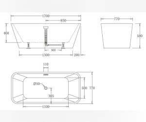 Ванна акриловая BelBagno BB60-1700-800, 170 х 80 см