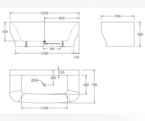 Ванна акриловая BelBagno 165 х 78 см, BB74-1650-W0