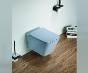 Подвесной унитаз Ceramalux NС, безободковый, крышка микролифт, голубой матовый, 5170MHL Подвесной унитаз Ceramalux NС, безободковый, крышка микролифт, голубой матовый, 5170MHL
