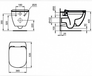 Подвесной унитаз Ideal Standard Tesi WH RimLS+, крышка-сиденье с микролифтом, белый, T536101