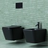 Подвесной безободковый унитаз Ceramica Nova Metric Rimless, крышка микролифт, черный матовый, CN3007MB