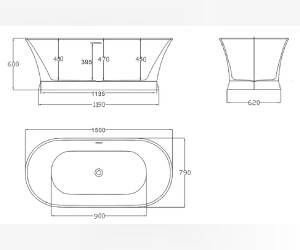 Ванна акриловая BelBagno BB402-1500-790, 150 х 80 см