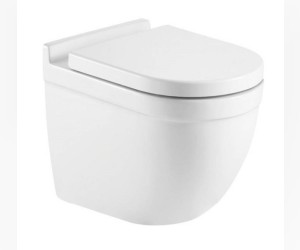 Подвесной унитаз CeramaLux 2198MW 36 x 52 x 41 см безободковый, сиденье DP, Soft Close, цвет белый матовый, крышка микролифт Подвесной унитаз CeramaLux 2198MW 36 x 52 x 41 см безободковый, сиденье DP, Soft Close, цвет белый матовый, крышка микролифт