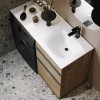 Напольная тумба под стиральную машину с двумя ящиками 115 см, цвет дуб балтийский с умывальником