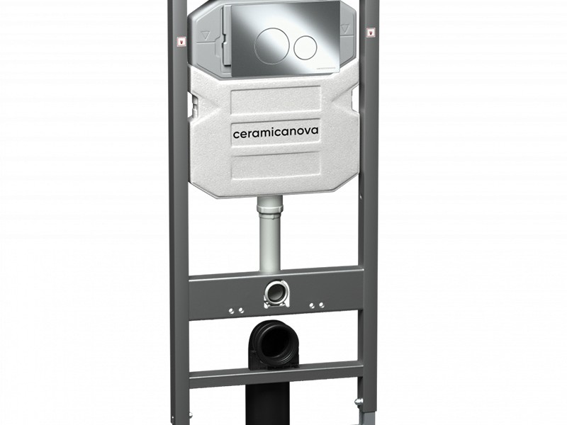 Инсталляция Ceramica Nova Envision с унитазом Ceramica Nova Forma Rimless CN3009, крышка микролифт, клавиша Round хром глянцевый, CN3009_1001CH_1000