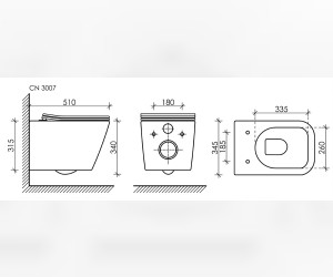 Инсталляция Ceramica Nova Envision с унитазом Ceramica Nova Metric Rimless CN3007, крышка микролифт, клавиша Round белый матовый, CN3007_1001W_1000