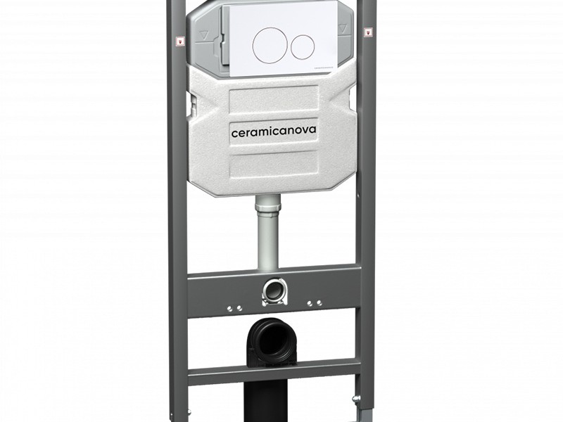 Инсталляция Ceramica Nova Envision с унитазом Ceramica Nova Metric Rimless CN3007, крышка микролифт, клавиша Round белый матовый, CN3007_1001W_1000