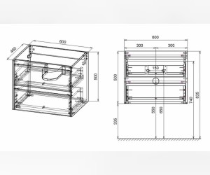 Тумба под раковину Vincea Gio 60 см, подвесная, коричневый (T.Oak), VMC-2G600TO