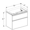Тумба под раковину Geberit Smyle Square, 75 см, цвет белый, 500.353.00.1