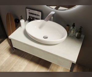 Тумба под раковину 1Marka Grunge Loft 70П, бетон светлый, Ц0000015938